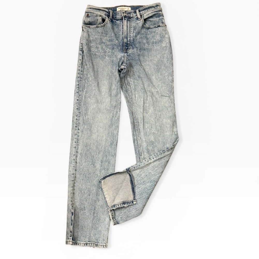 Abercrombie & Fitch 90s Straight Ultra High Rise Acid Wash Split Hem Jeans 26/2S